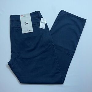 Warp + Weft BOS Slim Straight Chino Pants Mens Size 34x30 Navy Blue   NEW